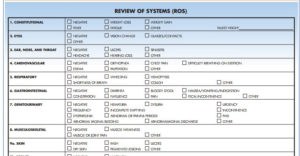 health history review of systems